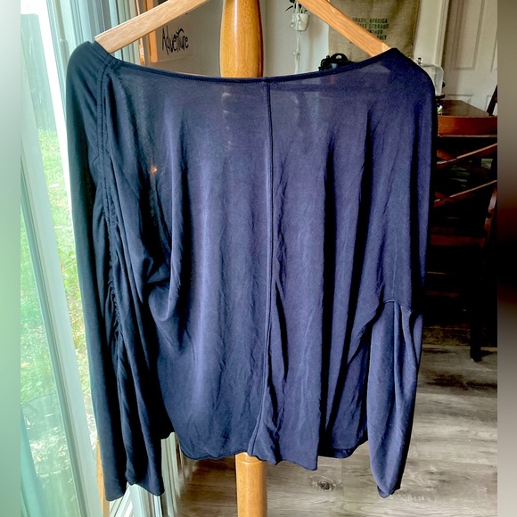 Free People Open Front Layering Long Sleeve Flowy Boho Black Top (M) - Picture 2 of 7